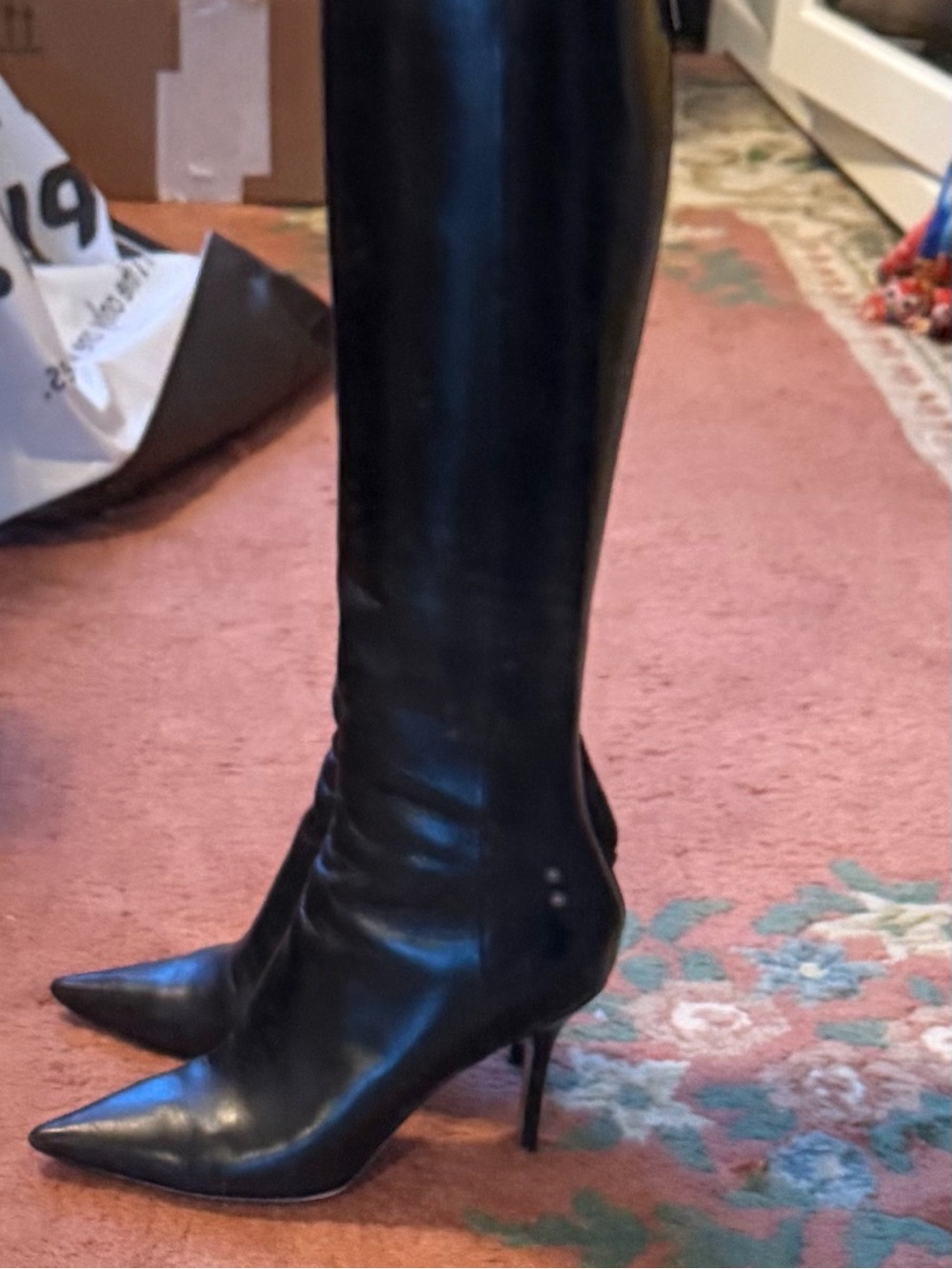 Jimmy Choo Black Over-the-Knee Pointed Toe Boots - Picture 9 of 12